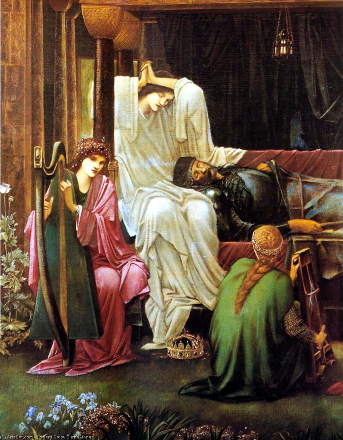 WikiOO.org - Enciclopédia das Belas Artes - Pintura, Arte por Edward Coley Burne-Jones - The Last Sleep Of ArthurIn Avalon (detail)
