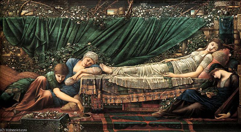Wikioo.org – L'Enciclopedia delle Belle Arti - Pittura, Opere di Edward Coley Burne-Jones - la pergola di rosa