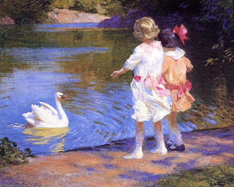 Wikoo.org - موسوعة الفنون الجميلة - اللوحة، العمل الفني Edward Henry Potthast - pothast edward the swan