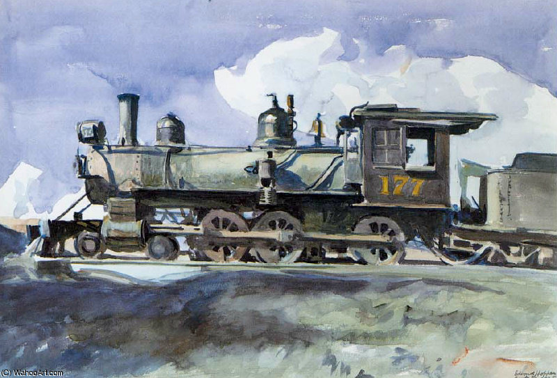 Wikoo.org - موسوعة الفنون الجميلة - اللوحة، العمل الفني Edward Hopper - d. & r. g. locomotive