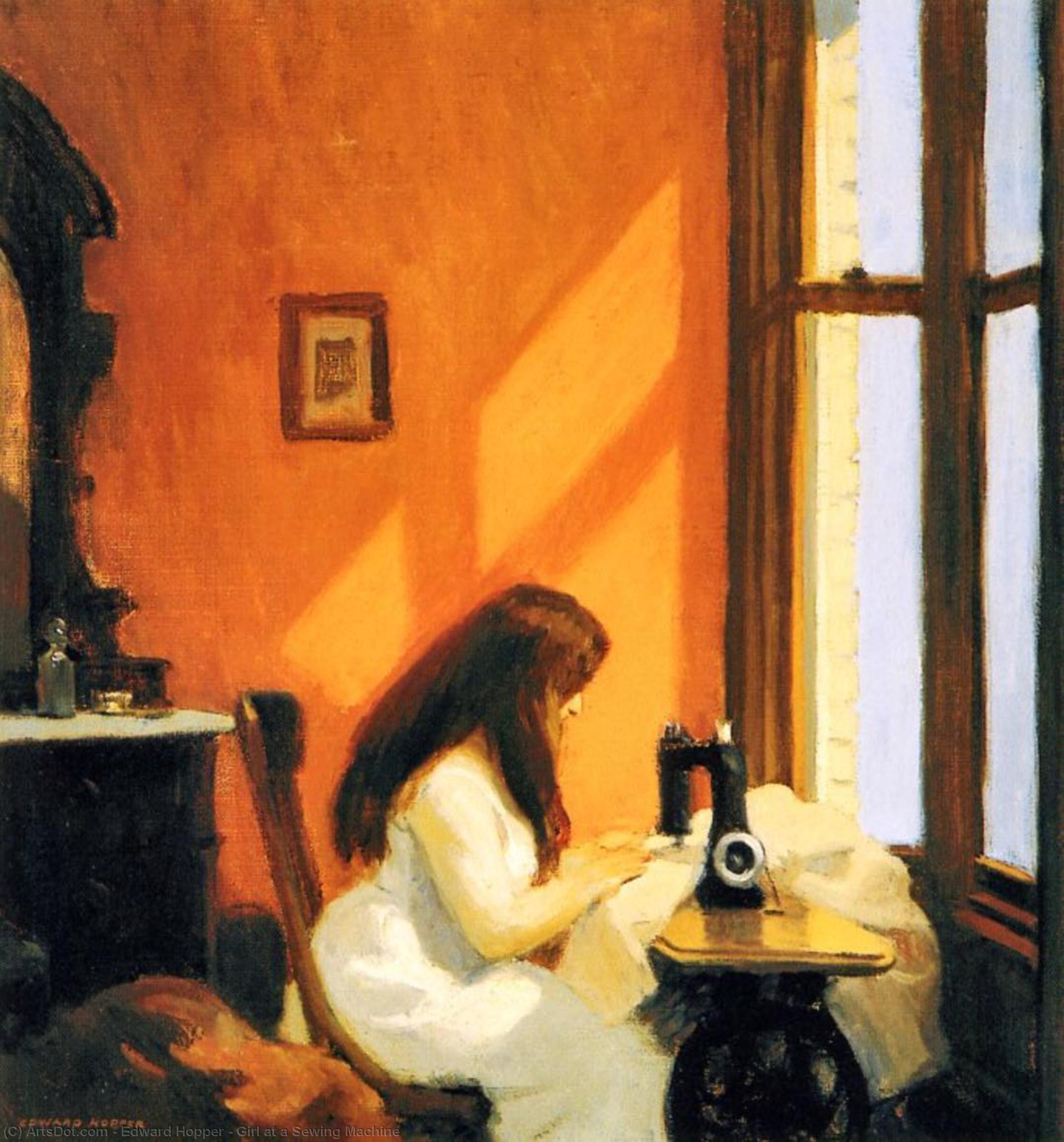 WikiOO.org - Encyclopedia of Fine Arts - Målning, konstverk Edward Hopper - Girl at a Sewing Machine