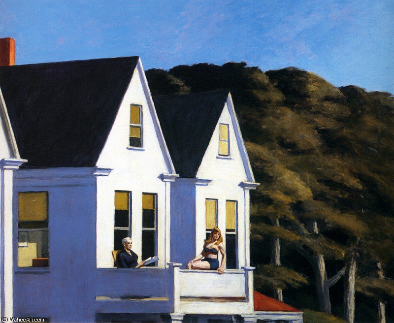 Wikoo.org - موسوعة الفنون الجميلة - اللوحة، العمل الفني Edward Hopper - second story sunlight