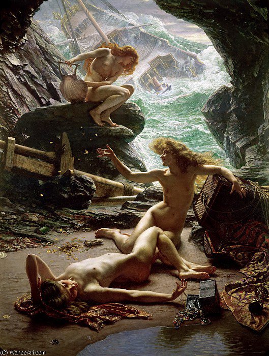 Wikioo.org - The Encyclopedia of Fine Arts - Painting, Artwork by Edward John Poynter - The Cave of the Storm Nymphs