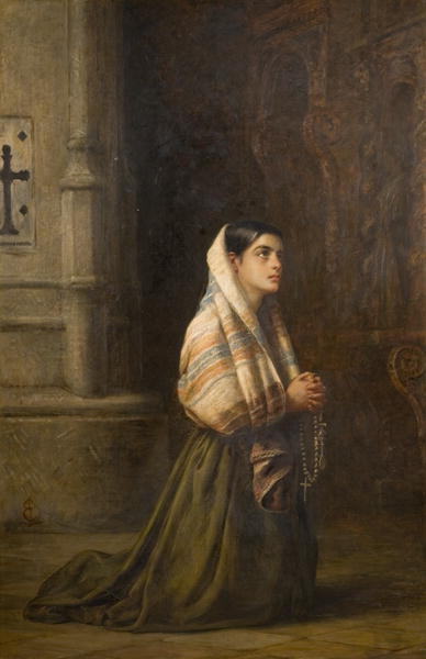 WikiOO.org - Encyclopedia of Fine Arts - Maleri, Artwork Edwin Longsden Long - at prayer