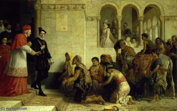 WikiOO.org - Encyclopedia of Fine Arts - Maleri, Artwork Edwin Longsden Long - The Supplicants The Expulsion of the Gypsies from Spain