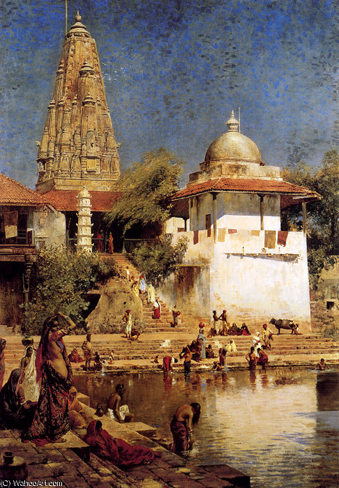 Wikioo.org - The Encyclopedia of Fine Arts - Painting, Artwork by Edwin Lord Weeks - the temple and tank of walkeshwar at bombay