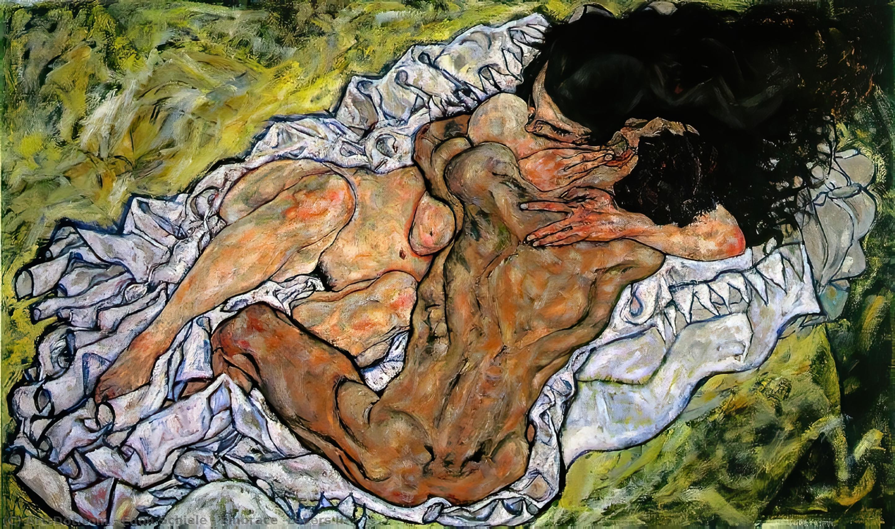Wikioo.org - The Encyclopedia of Fine Arts - Painting, Artwork by Egon Schiele - Embrace (Lovers II) - - ,