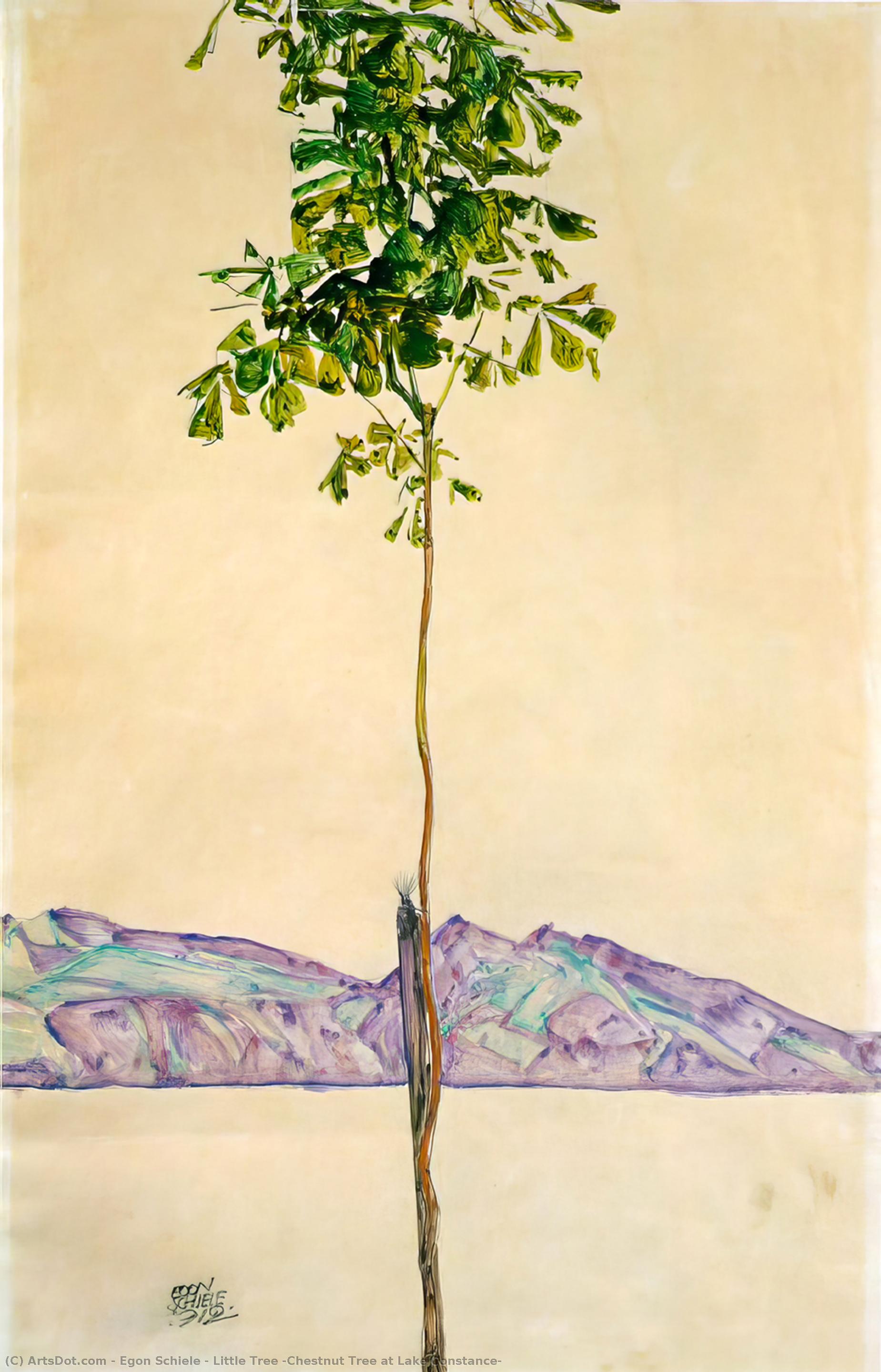 Wikioo.org - The Encyclopedia of Fine Arts - Painting, Artwork by Egon Schiele - Little Tree (Chesnut Tree at Lake Constance) -