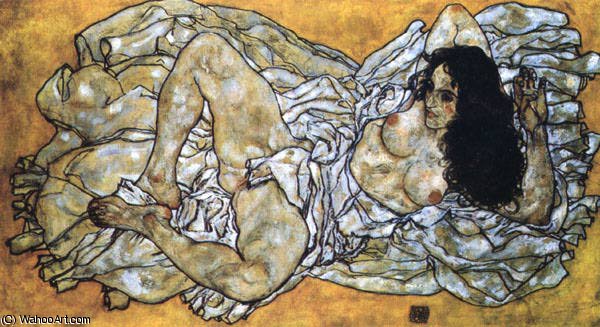 WikiOO.org - Encyclopedia of Fine Arts - Målning, konstverk Egon Schiele - Reclining formal nude