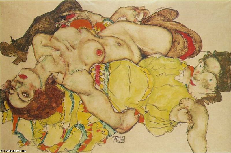 Wikoo.org - موسوعة الفنون الجميلة - اللوحة، العمل الفني Egon Schiele - Two women