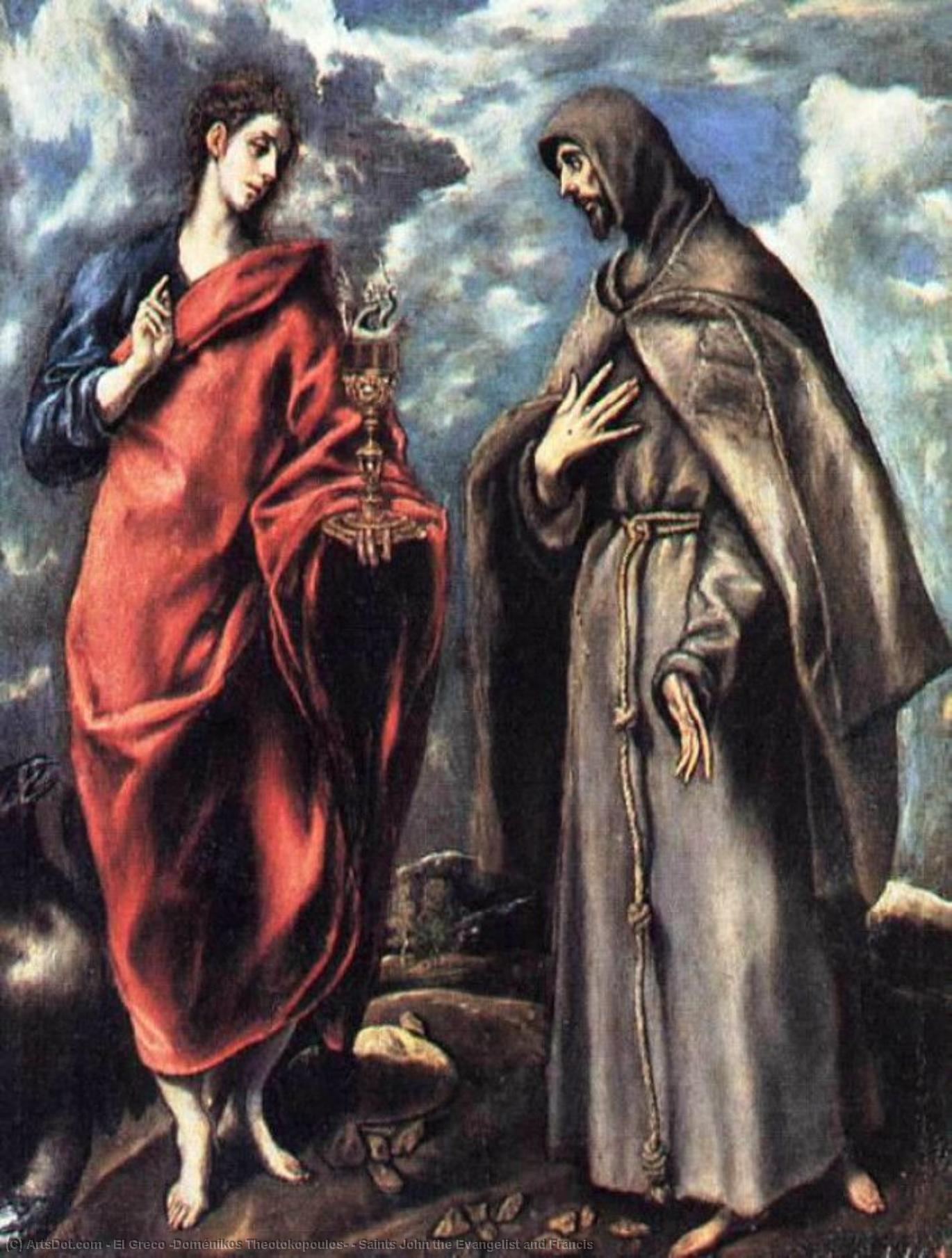 Wikioo.org – La Enciclopedia de las Bellas Artes - Pintura, Obras de arte de El Greco (Doménikos Theotokopoulos) - los santos Juan Evangelista  asícomo  Francisco
