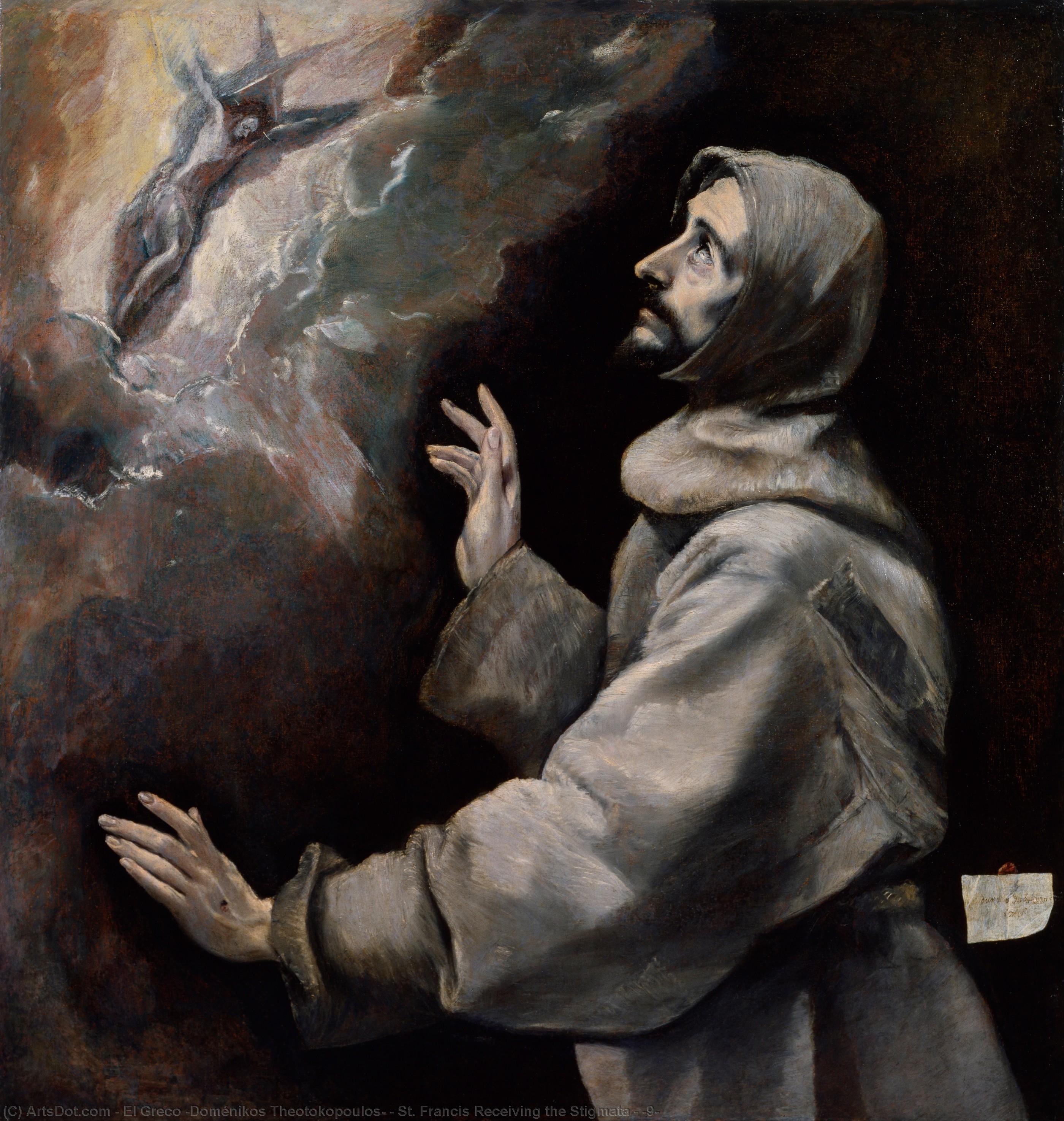 Wikioo.org - The Encyclopedia of Fine Arts - Painting, Artwork by El Greco (Doménikos Theotokopoulos) - St. Francis Receiving the Stigmata - (9)