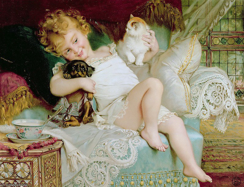 Wikioo.org - The Encyclopedia of Fine Arts - Painting, Artwork by Emile Munier - playmates