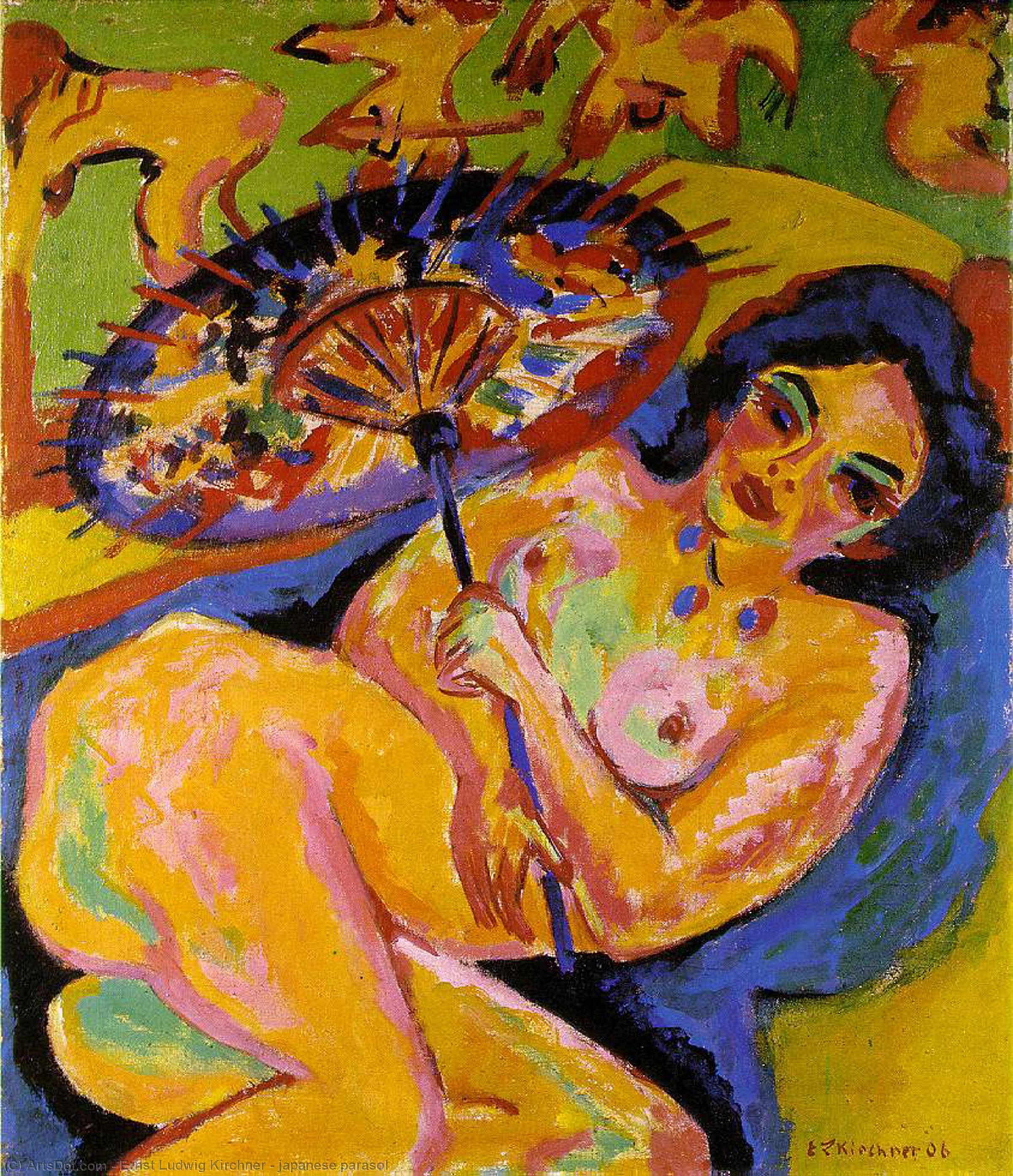 WikiOO.org - Encyclopedia of Fine Arts - Maľba, Artwork Ernst Ludwig Kirchner - japanese parasol