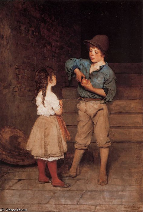 WikiOO.org - Encyclopedia of Fine Arts - Lukisan, Artwork Eugene De Blaas - Eugen von Two Children