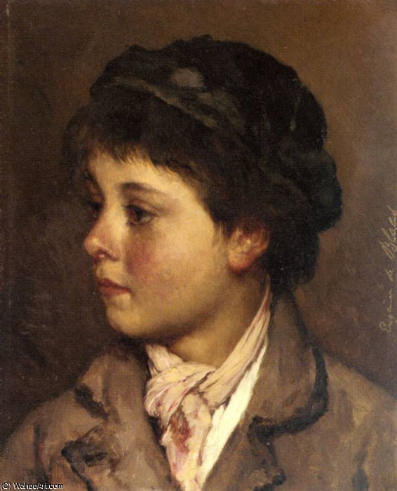 WikiOO.org – 美術百科全書 - 繪畫，作品 Eugene De Blaas - 布拉斯 尤金 德 头  一个年轻的 男孩