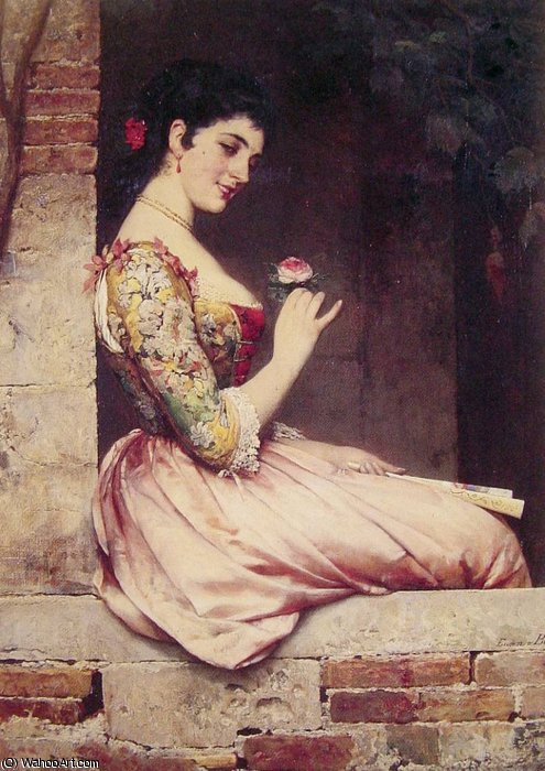 WikiOO.org - Encyclopedia of Fine Arts - Malba, Artwork Eugene De Blaas - the rose