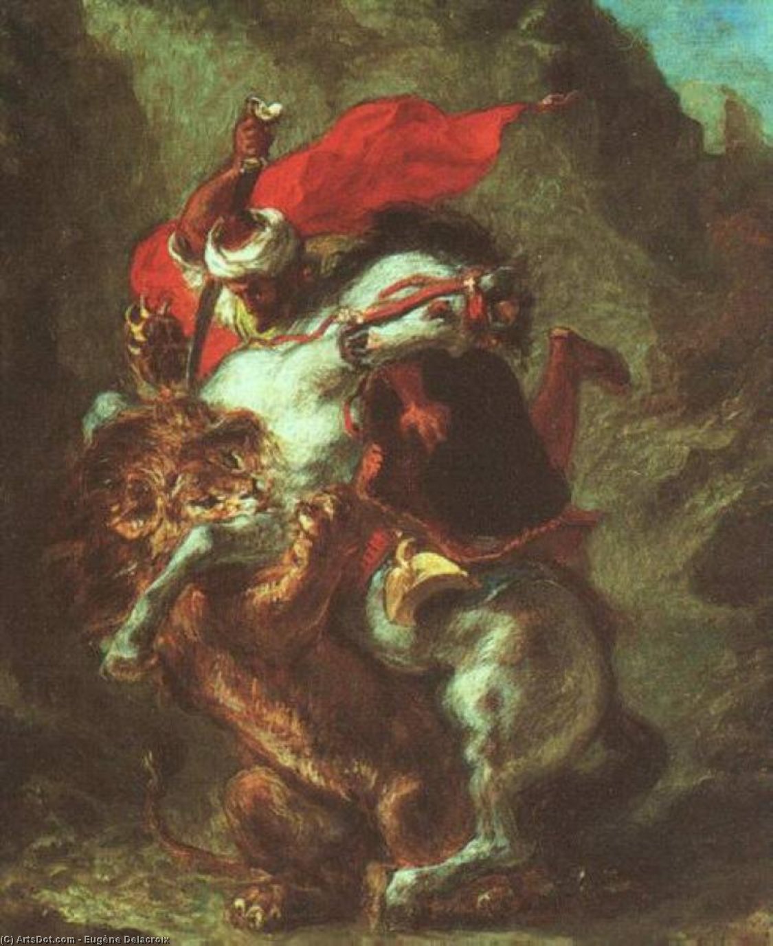WikiOO.org - Енциклопедия за изящни изкуства - Живопис, Произведения на изкуството Eugène Delacroix - arab lion