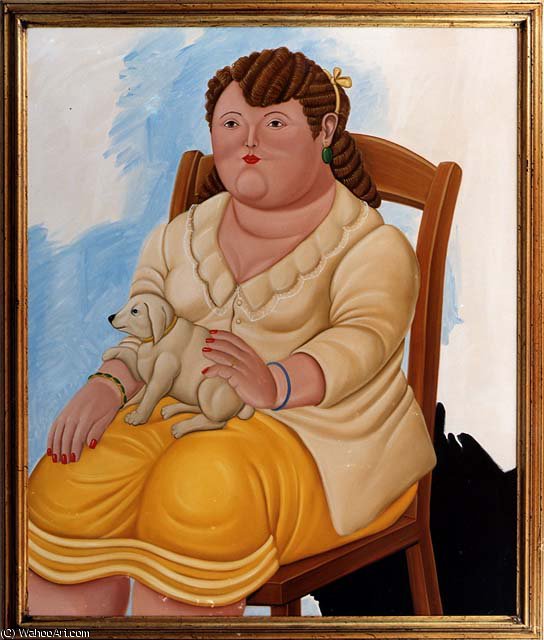 Wikioo.org - The Encyclopedia of Fine Arts - Painting, Artwork by Fernando Botero Angulo - Donna con cane
