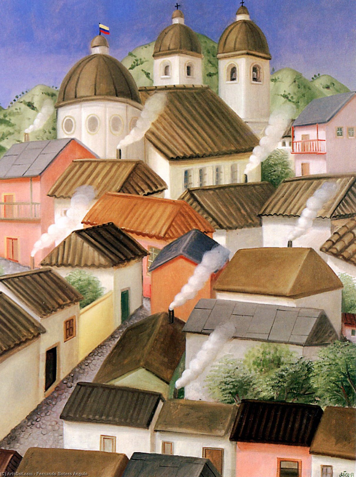 Wikioo.org - The Encyclopedia of Fine Arts - Painting, Artwork by Fernando Botero Angulo - The town Sun