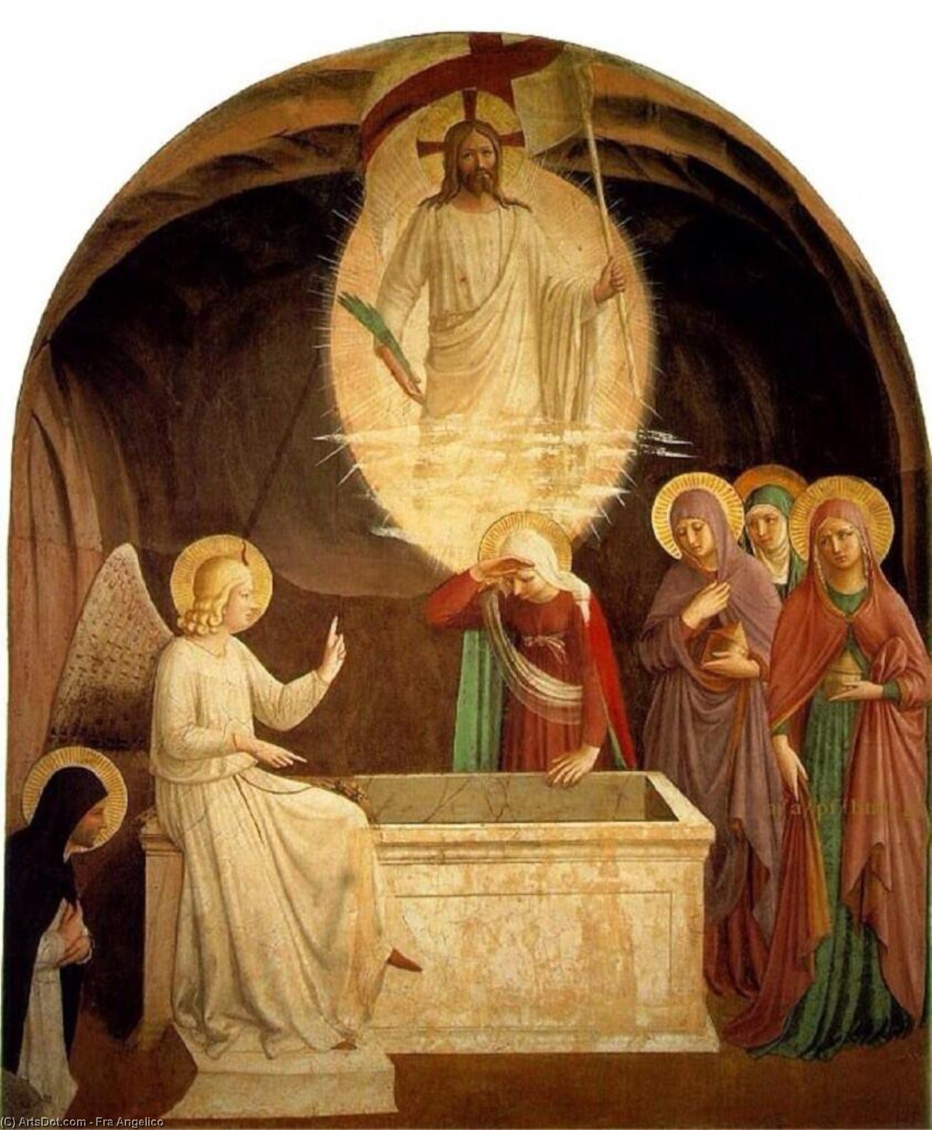 Wikioo.org - The Encyclopedia of Fine Arts - Painting, Artwork by Fra Angelico - Christ Resurrected and the Maries