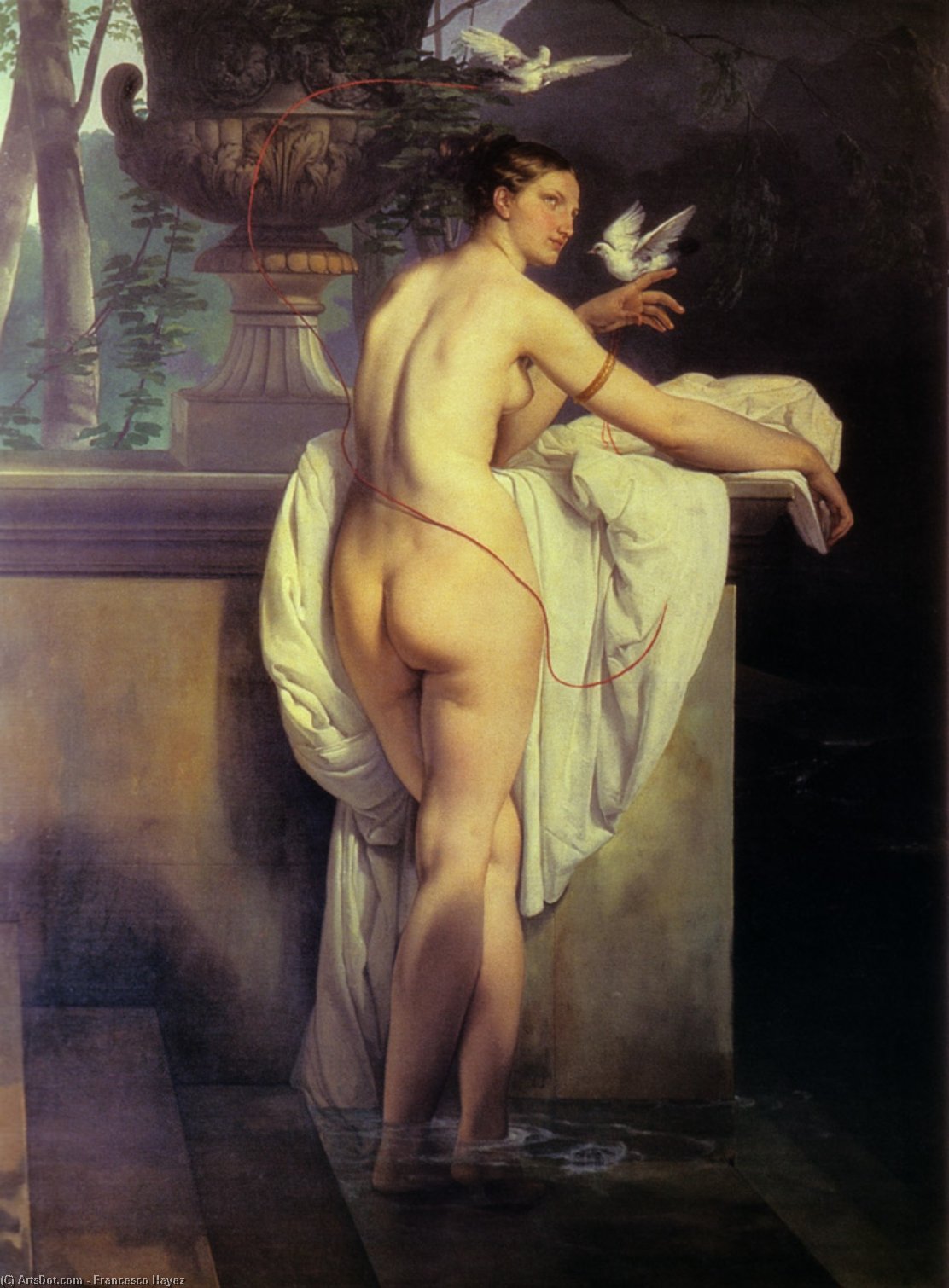 Wikioo.org – La Enciclopedia de las Bellas Artes - Pintura, Obras de arte de Francesco Hayez - Venus jugando con dos palomas