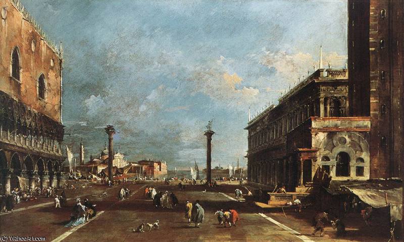 Wikioo.org - The Encyclopedia of Fine Arts - Painting, Artwork by Francesco Lazzaro Guardi - View of Piazzetta San Marco towards the San Giogio Maggiore