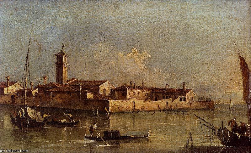 Wikioo.org – L'Enciclopedia delle Belle Arti - Pittura, Opere di Francesco Lazzaro Guardi - vista di isola di san michele vicino a murano venezia