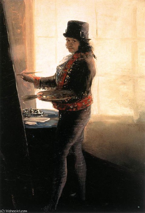 Wikioo.org - The Encyclopedia of Fine Arts - Painting, Artwork by Francisco De Goya - Self Portrait in the Workshop