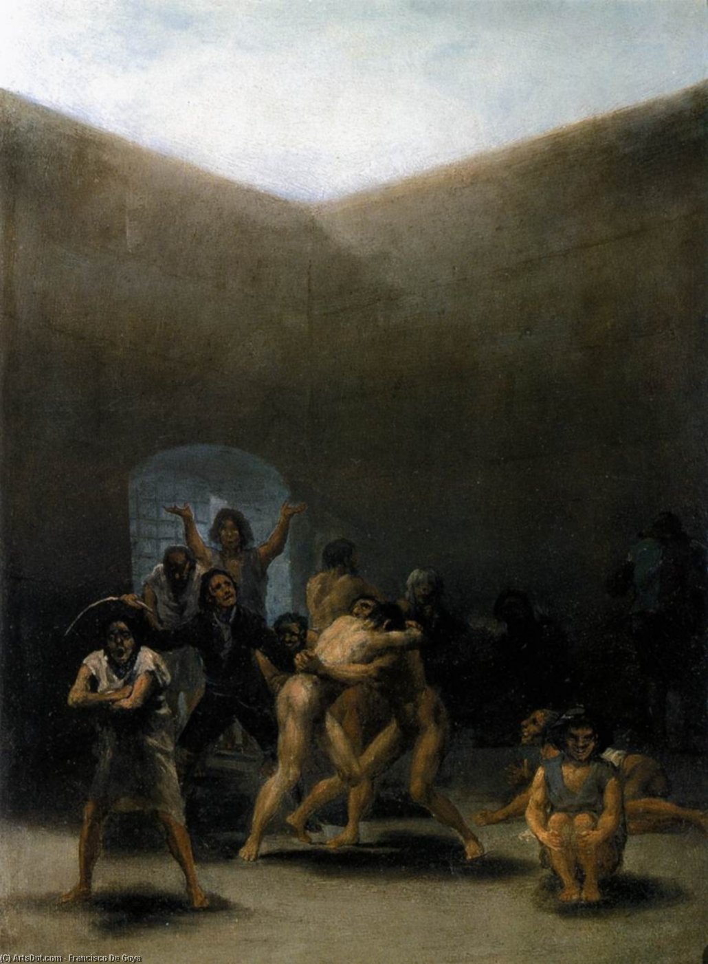 Wikioo.org - The Encyclopedia of Fine Arts - Painting, Artwork by Francisco De Goya - The Yard of a Madhouse