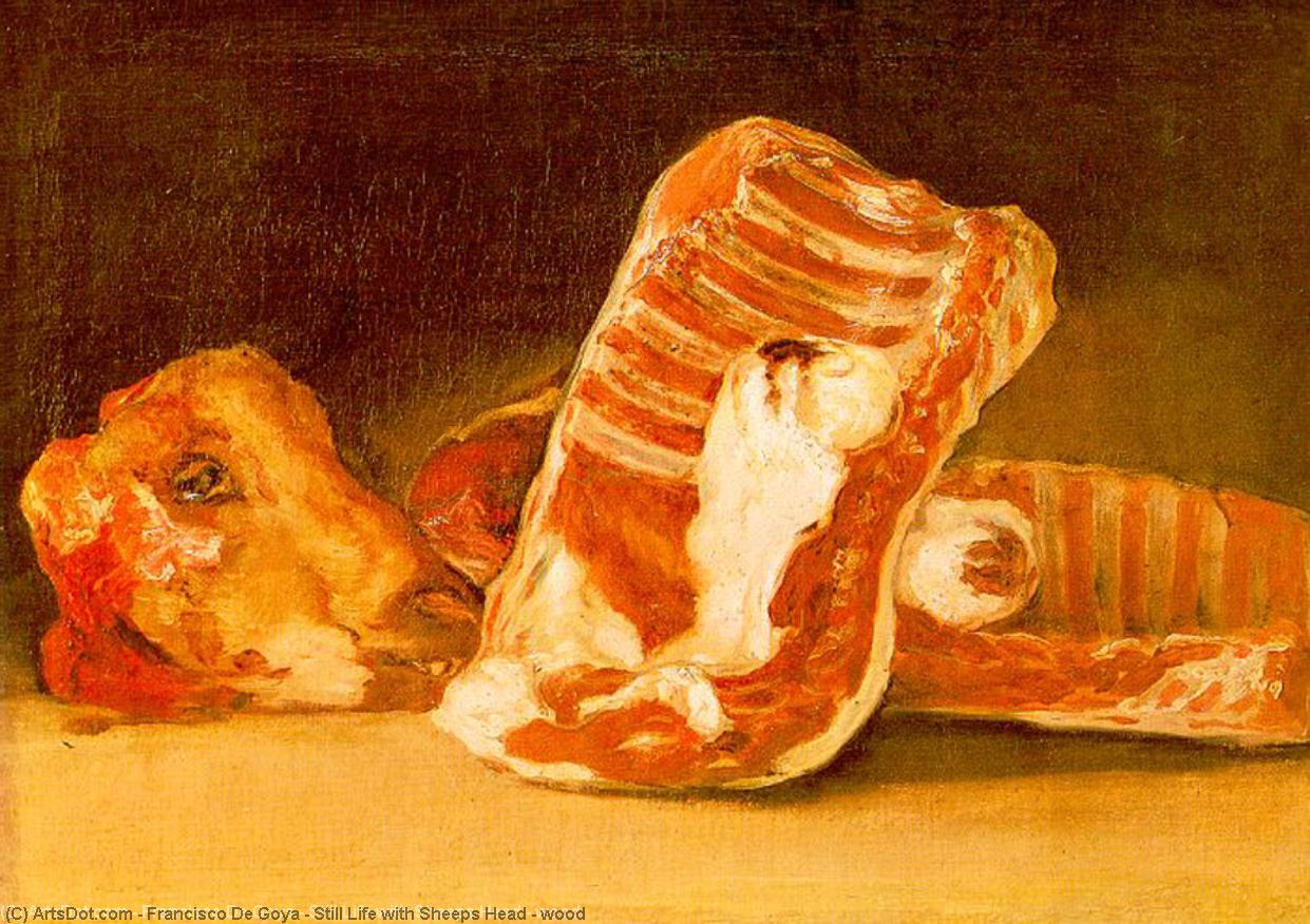 Wikioo.org - The Encyclopedia of Fine Arts - Painting, Artwork by Francisco De Goya - Still Life with Sheeps Head - wood