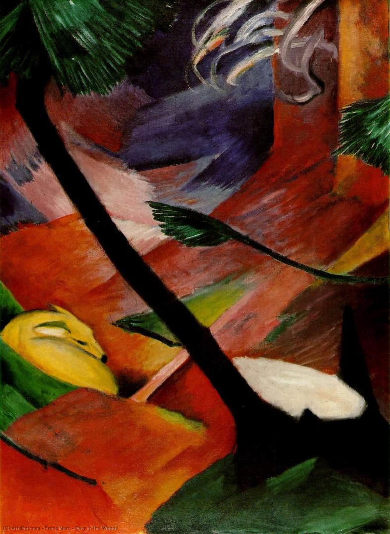 Wikioo.org - The Encyclopedia of Fine Arts - Painting, Artwork by Franz Marc - Deer in the Woods