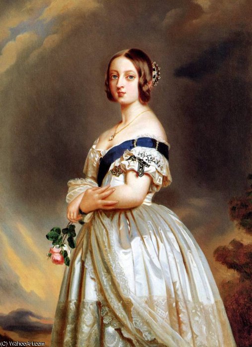 WikiOO.org – 美術百科全書 - 繪畫，作品 Franz Xaver Winterhalter - 年轻的维多利亚女王