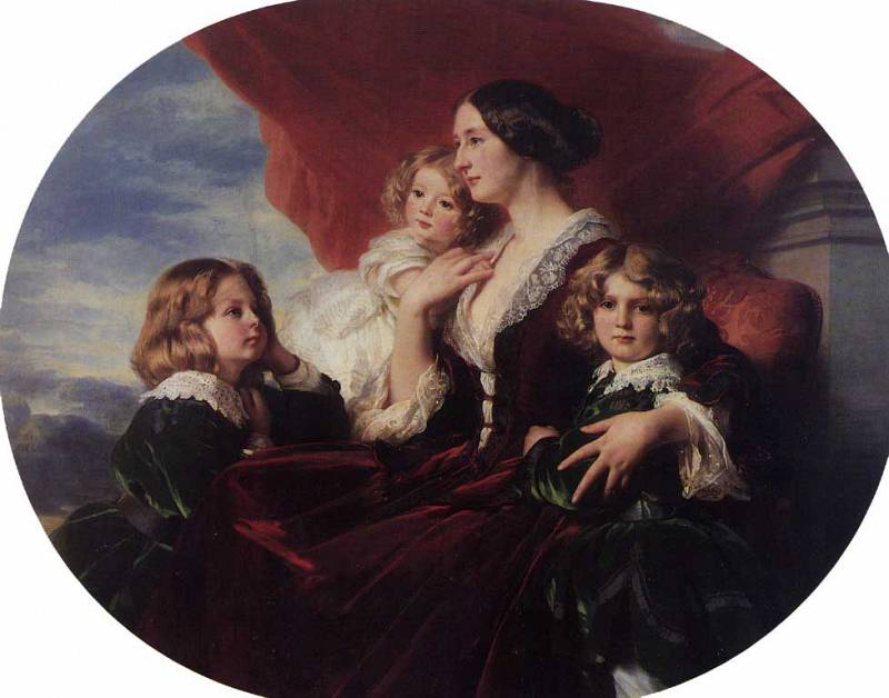 WikiOO.org - Encyclopedia of Fine Arts - Lukisan, Artwork Franz Xaver Winterhalter - Xavier Elzbieta Branicka Countess Krasinka and her Children