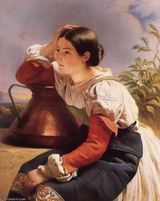 Wikioo.org - The Encyclopedia of Fine Arts - Painting, Artwork by Franz Xaver Winterhalter - Xavier Young Italian Girl by the Well