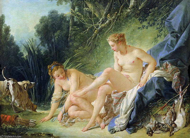 WikiOO.org – 美術百科全書 - 繪畫，作品 François Boucher - 黛安娜走出她洗澡