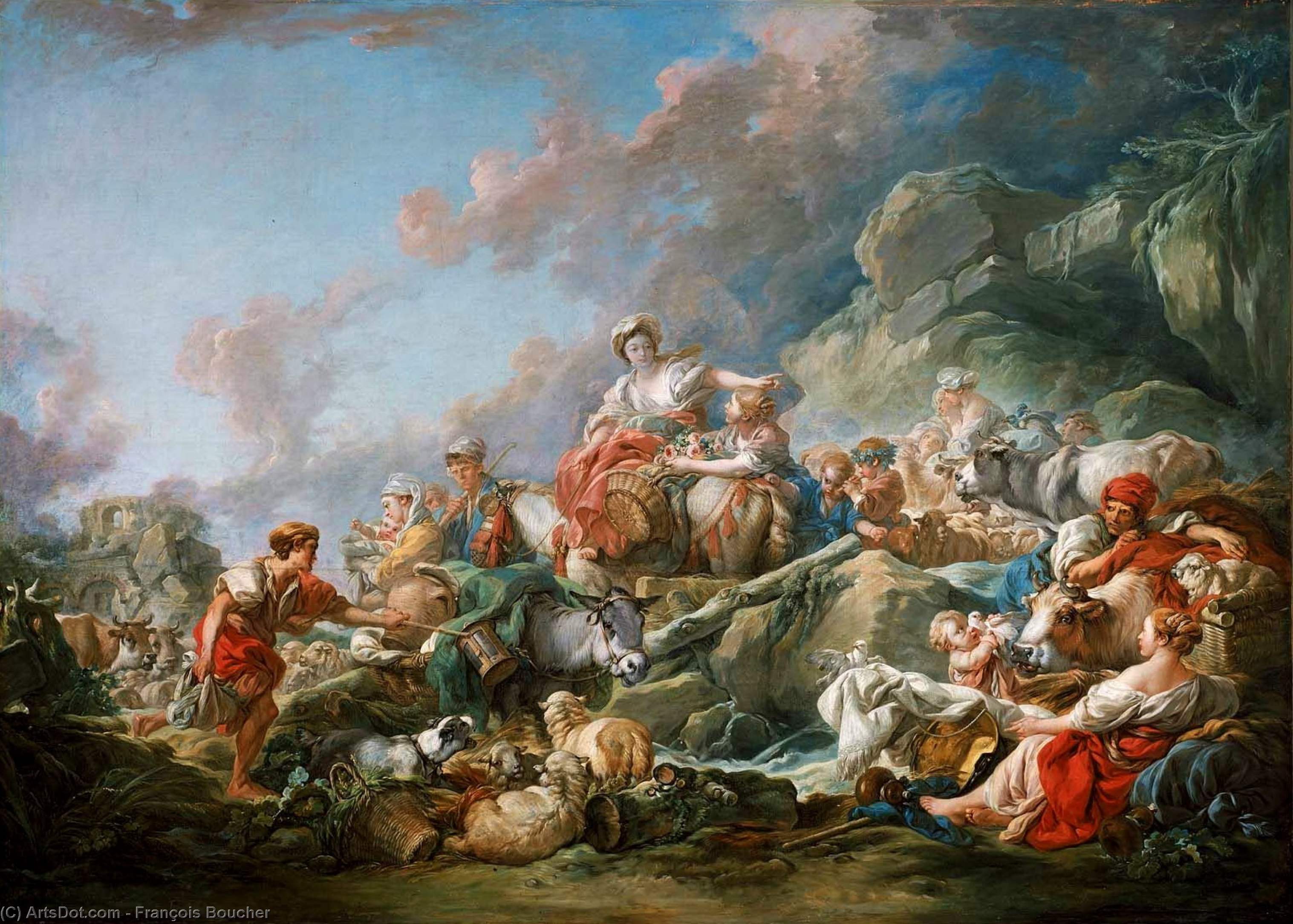 Wikioo.org – L'Enciclopedia delle Belle Arti - Pittura, Opere di François Boucher - RITORNO DAL MERCATO