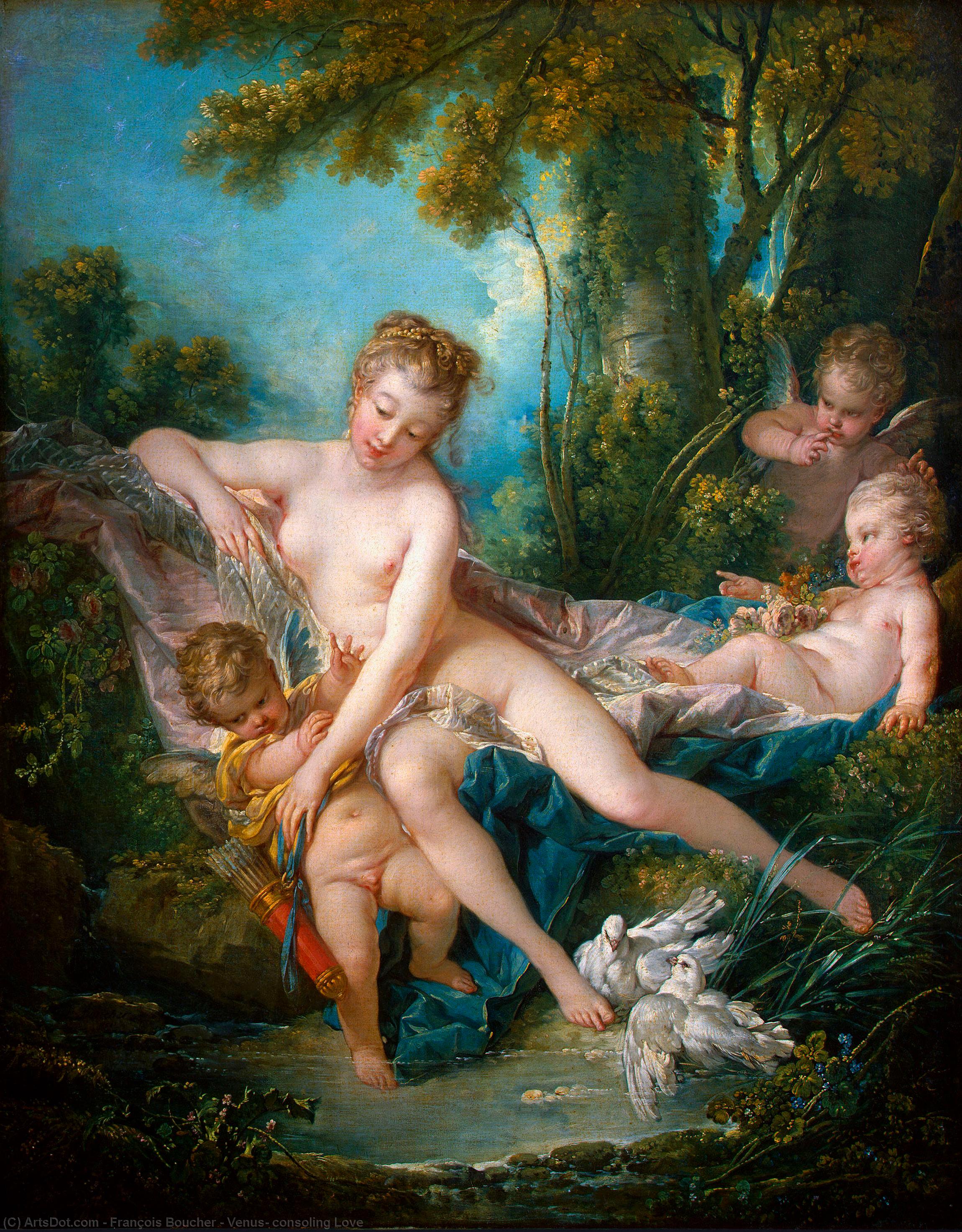 Wikioo.org - The Encyclopedia of Fine Arts - Painting, Artwork by François Boucher - Venus, consoling Love