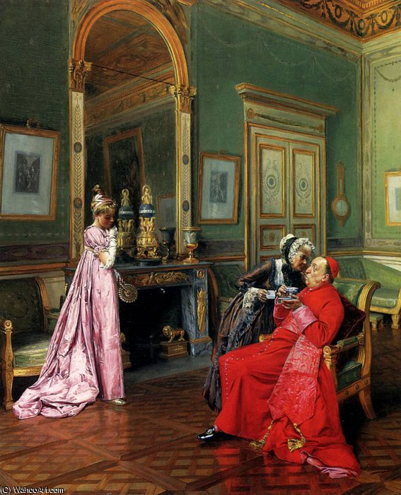 WikiOO.org - Encyclopedia of Fine Arts - Maalaus, taideteos François Brunery - afternoon tea
