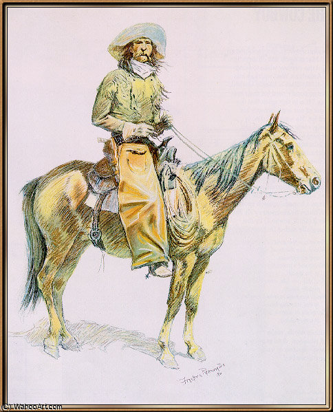 Wikoo.org - موسوعة الفنون الجميلة - اللوحة، العمل الفني Frederic Remington - an arizona cowboy-sj