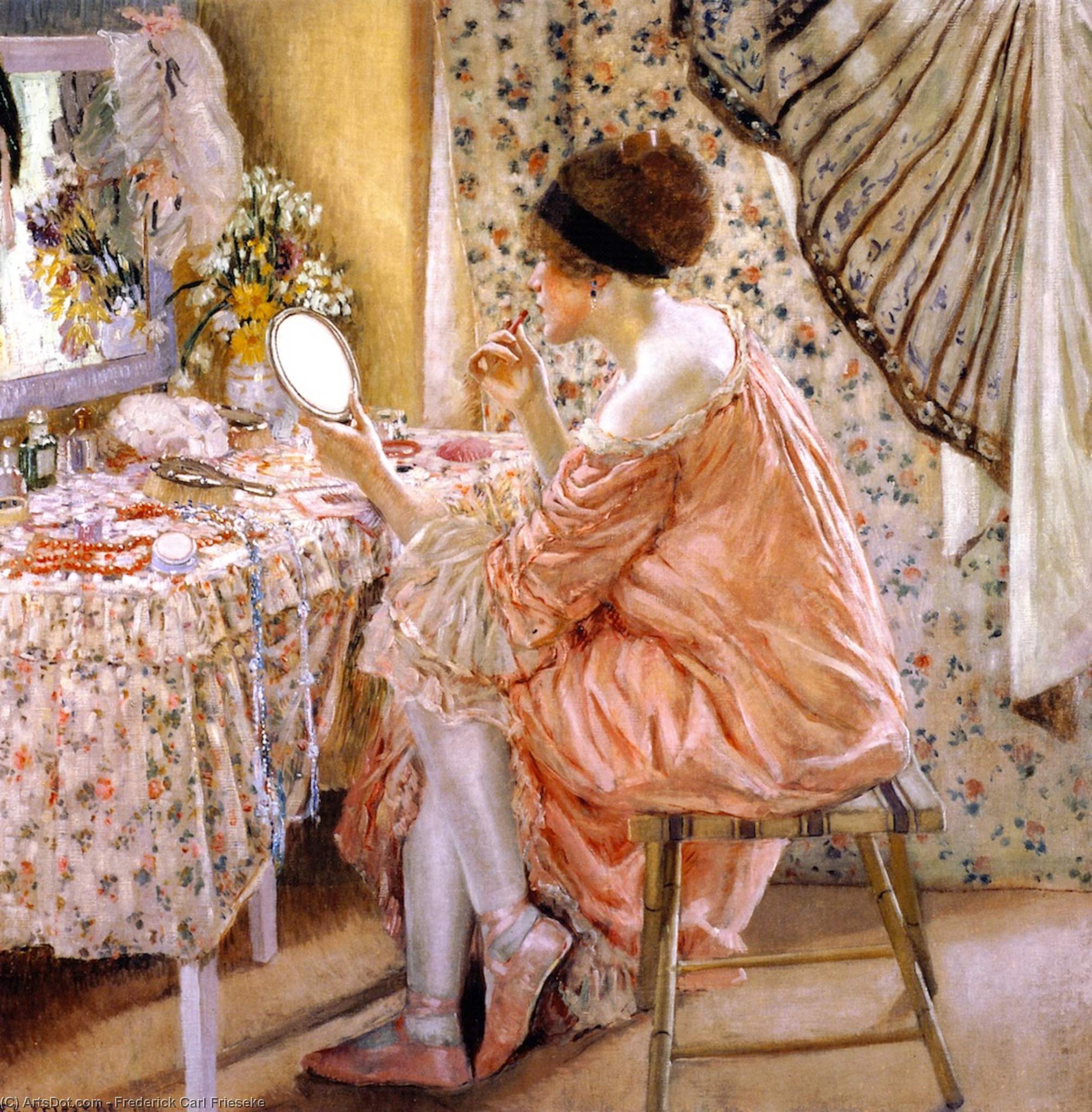 Wikioo.org - The Encyclopedia of Fine Arts - Painting, Artwork by Frederick Carl Frieseke - before her appearance (la toilette) -