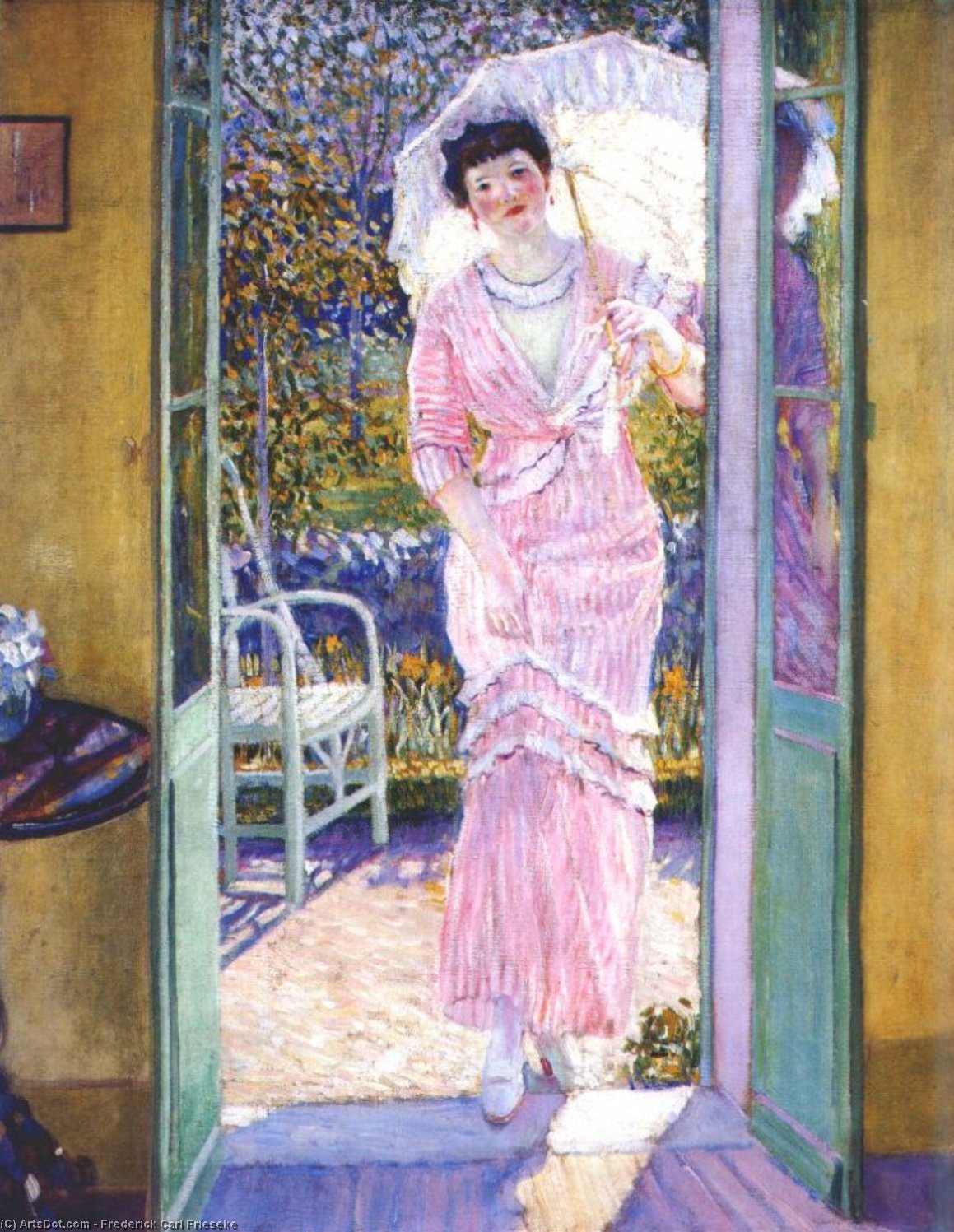 WikiOO.org - Enciklopedija likovnih umjetnosti - Slikarstvo, umjetnička djela Frederick Carl Frieseke - in the doorway (good morning) -