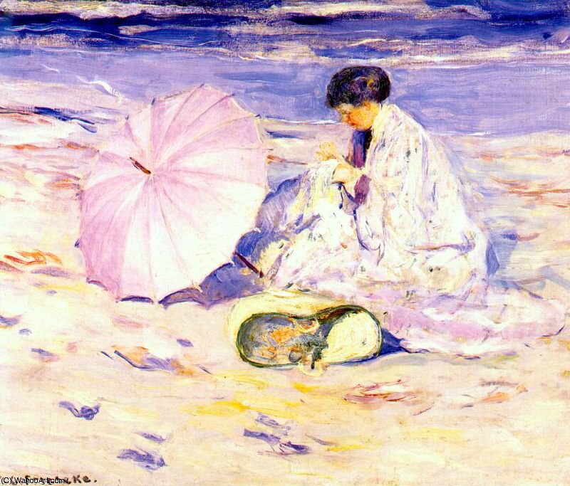 Wikioo.org - The Encyclopedia of Fine Arts - Painting, Artwork by Frederick Carl Frieseke - on the beach in corsica