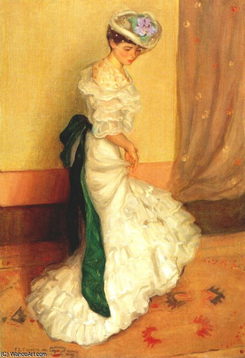 WikiOO.org - Encyclopedia of Fine Arts - Lukisan, Artwork Frederick Carl Frieseke - the green sash