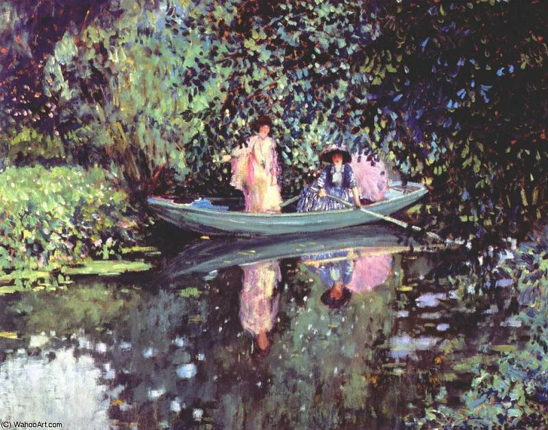 WikiOO.org - Enciclopédia das Belas Artes - Pintura, Arte por Frederick Carl Frieseke - two ladies in a boat