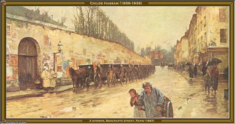 Wikioo.org - The Encyclopedia of Fine Arts - Painting, Artwork by Frederick Childe Hassam - a shower - bonaparte street