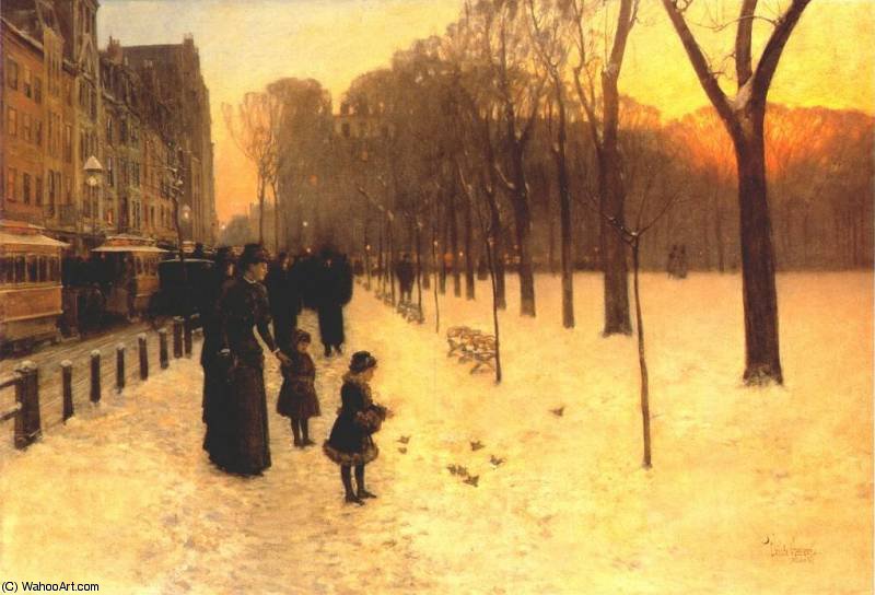 Wikioo.org - The Encyclopedia of Fine Arts - Painting, Artwork by Frederick Childe Hassam - boston common at twilight