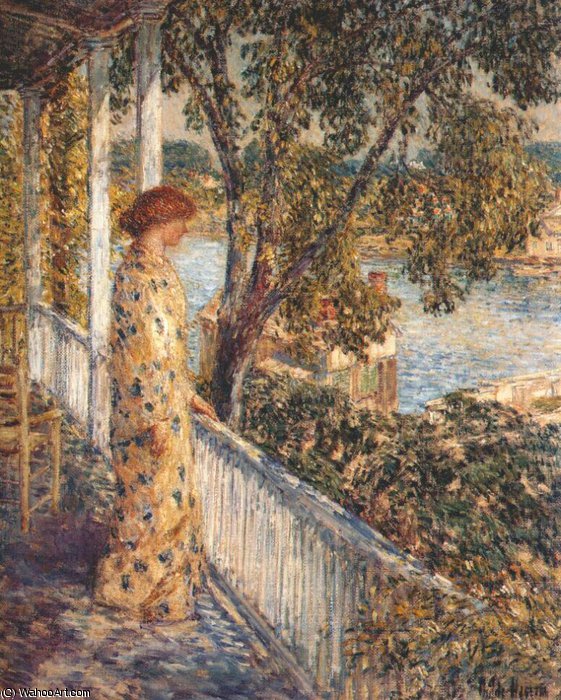 Wikioo.org - The Encyclopedia of Fine Arts - Painting, Artwork by Frederick Childe Hassam - listening to the orchard oriole