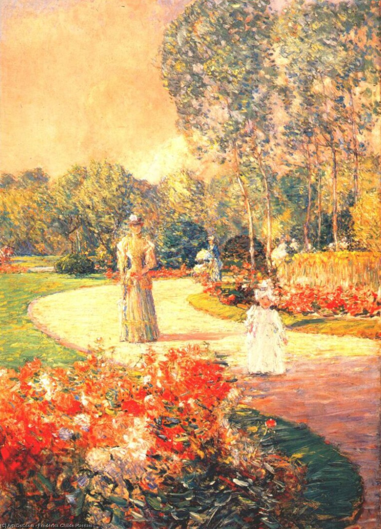 Wikioo.org - The Encyclopedia of Fine Arts - Painting, Artwork by Frederick Childe Hassam - parc monceau (paris) -
