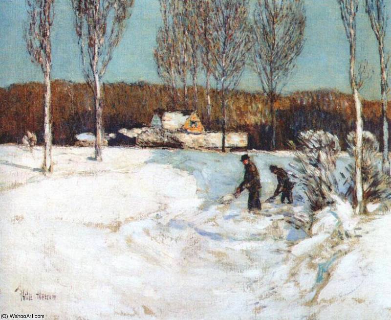Wikioo.org - The Encyclopedia of Fine Arts - Painting, Artwork by Frederick Childe Hassam - shoveling snow (new england)